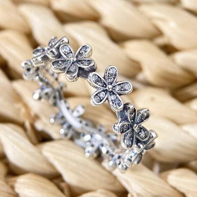SHEIN 1pc S925 Sterling Silver Dazzling Daisy Band Ring  Gorgeous Finger Joint Ring, Birthday Gift, Romantic Women&#39;s Ring Retro PartyFor Gift Fine Jewelry