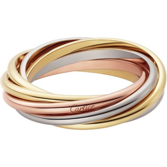 Cartier White, Yellow and Rose Gold Trinity Ring - 50