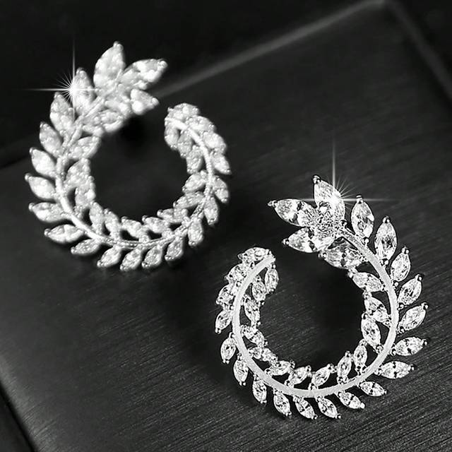 SHEIN 1 Pair Luxury Round Branch Cubic Stud Earrings For Women Dresses Mother Day Gift