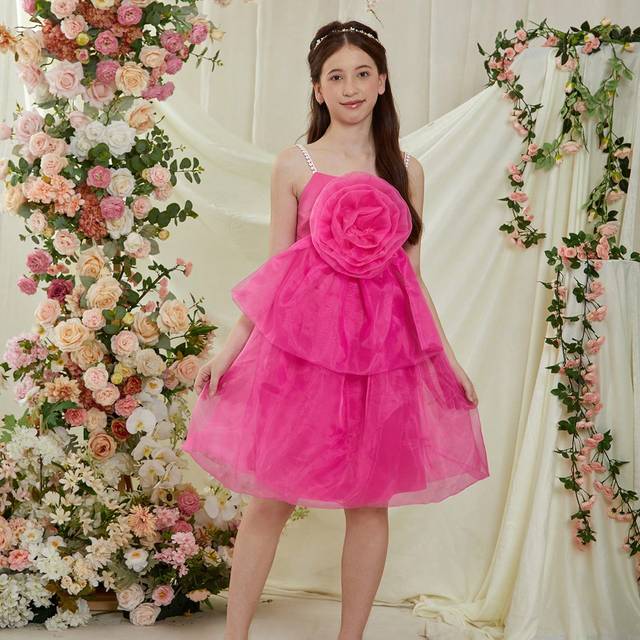 SHEIN Teen Girl Floral Appliques Sling Dress For Special Occasion