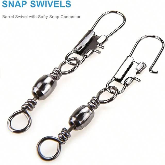 SHEIN 20/50/100pcs Durable Fish Hook Connector With Barrel Swivel And Safety Snap For Freshwater And Saltwater Fishing