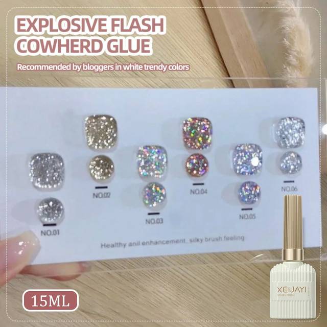 XEIJAYI 6Pcs Reflective Shimmering Powder Gel Nail Polish, Cowherd And Weaver Girl Series Nail Polish Glue, Gel Polish Uv Gel Polish Manicure Nail Salon Varni