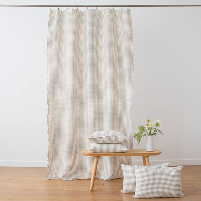 Gardin i hør, Naturfarve, Gingham Babylock