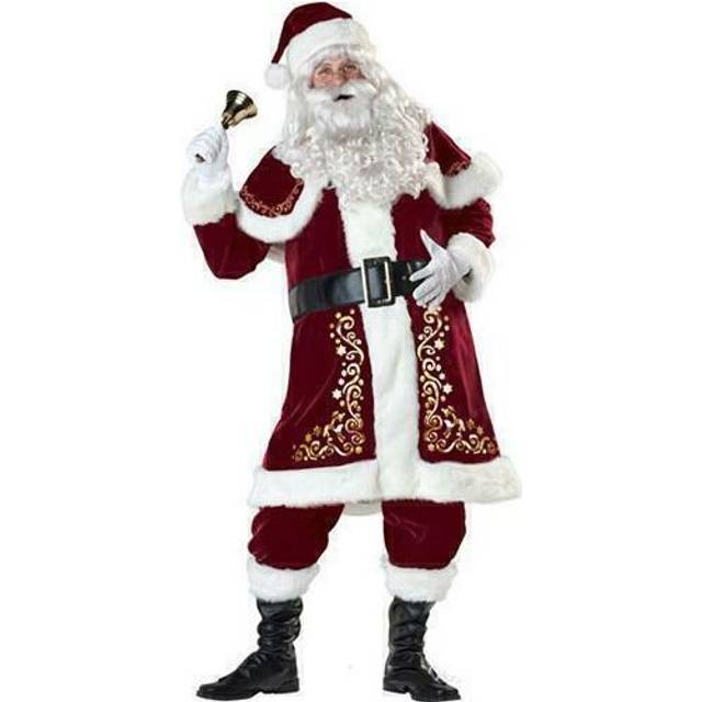(4XL) Santa Claus Costume Father Christmas Flannel Suit Mens Adult Fancy Dress Outfit