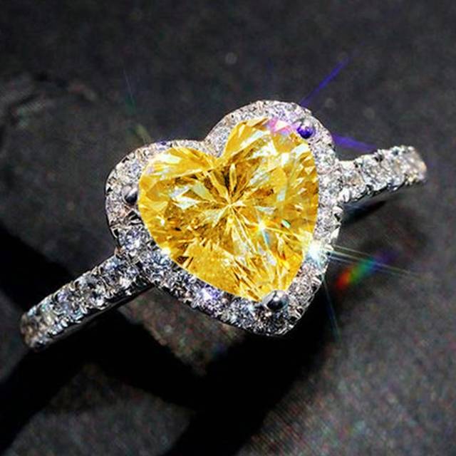 SHEIN 1 PC Romantic Heart Cubic Zirconia Ring For Women For Valentine&#39;s Day Gift Wedding Engagement Anniversary Party Jewelry Valentines