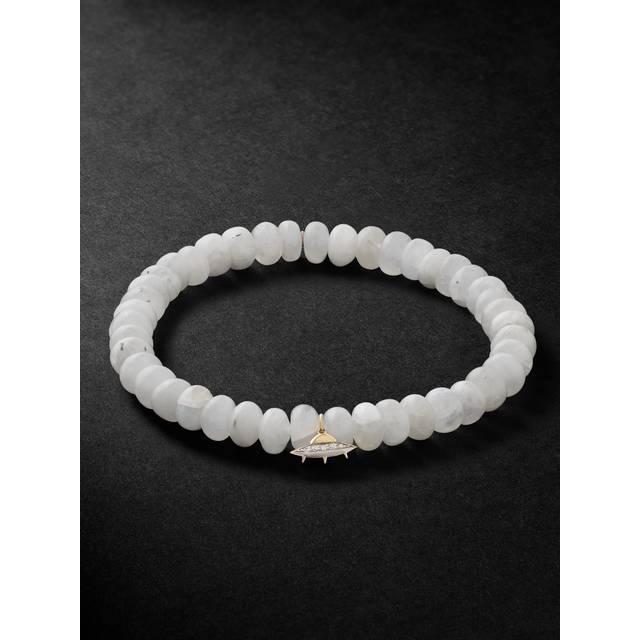 Sydney Evan - Flying Saucer Gold, Diamond and Moonstone Beaded Bracelet - Men - White