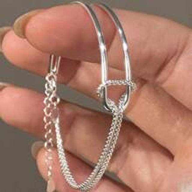 1 st. Unik Utsökt S925 Sterling silver Dubbelt Lager Kedja Knut Armband För kvinnor Kvinna Dagligt slitage Party Datekväll Presenter