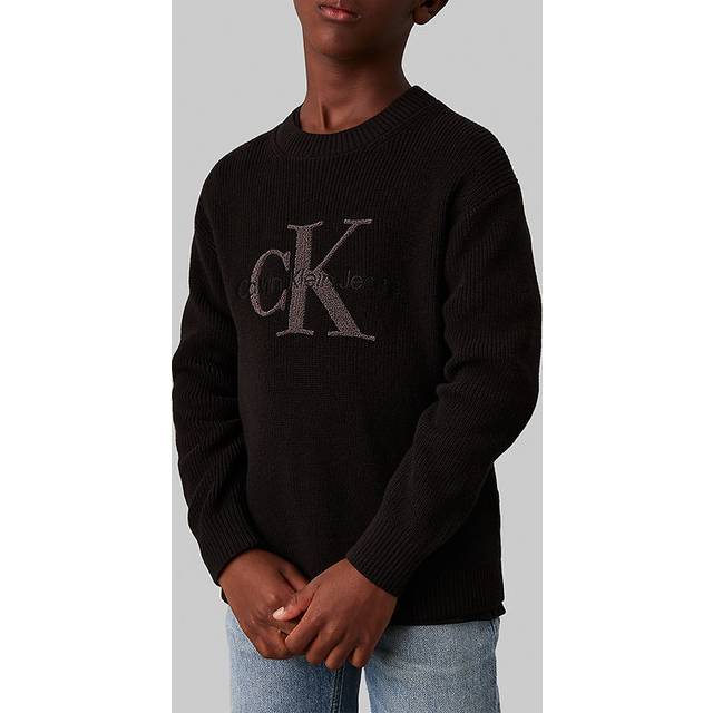Calvin Klein Jeans Boys Ck Stitch Sweater - Black, Black, Size Age: 8 Years - age: 8 YEARS
