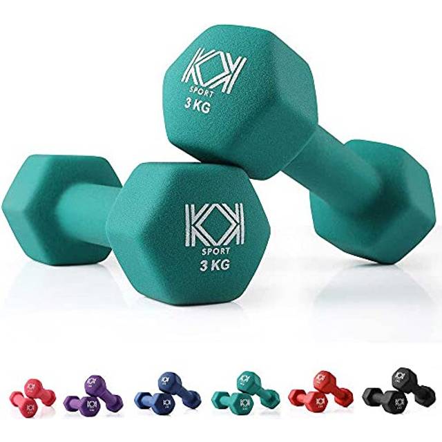 KK Neoprene Dumbbells for Home, and Gym- Hand Weights Dumbbells for Exercise, Fitness, Training, and Weight Lifting (Green (2 x 3kg))