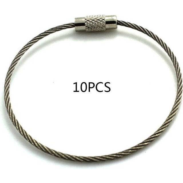 2021 NEW Stainless Steel Covered Rubber Wire Rope Wire Ring Key Ring Stainless Steel Key Ring Pan Utility Keychain