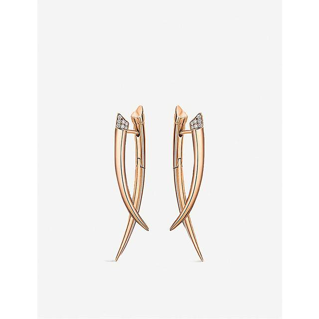 Shaun Leane Womens Crossover 0.11ct Diamond and Rose Gold-plated Vermeil Silver Drop Earrings
