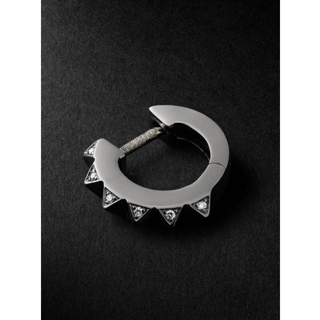 Sydney Evan - Pyramid Blackened Gold Diamond Single Hoop Earring - Men - Silver