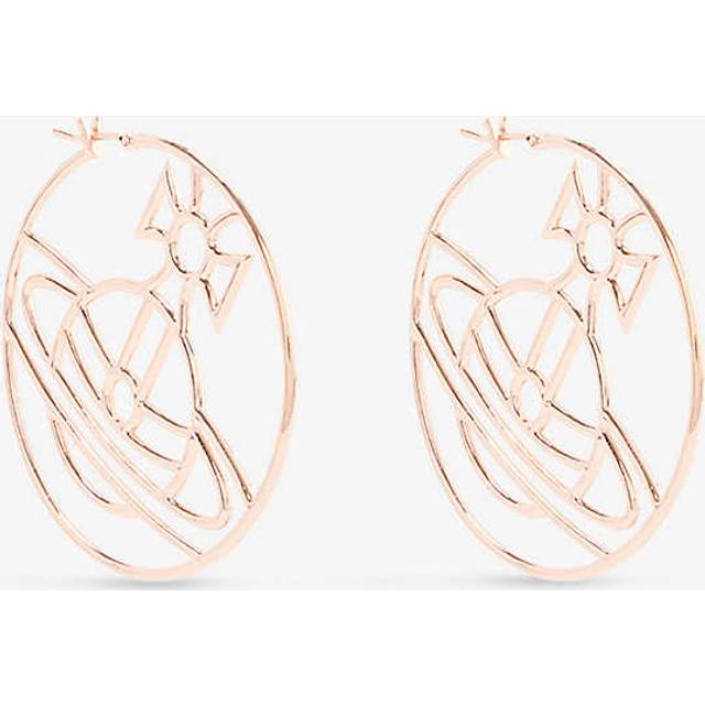 Vivienne Westwood Jewellery Womens Pink Gold Alina Orb Cut-out Brass Hoop Earrings - PINK GOLD