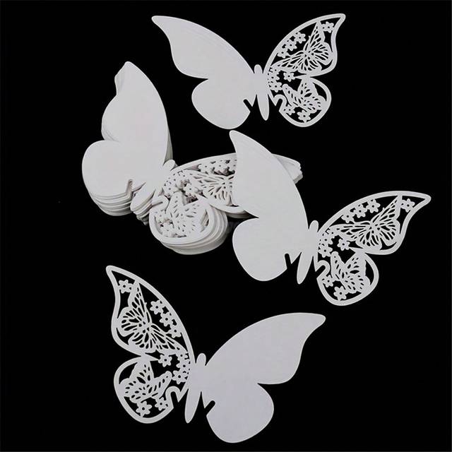 SHEIN 10pcs/Set 3D Butterfly Shape Wine Glass Table Number Place Card Name Card Decorations - Perfect For Wedding, Birthday, Graduation, Anniversary, Party,