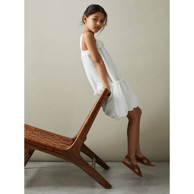 Reiss Girls Ivory Kids Bubble-hem Seersucker Woven Dress 4-14 Years 10-11 - IVORY