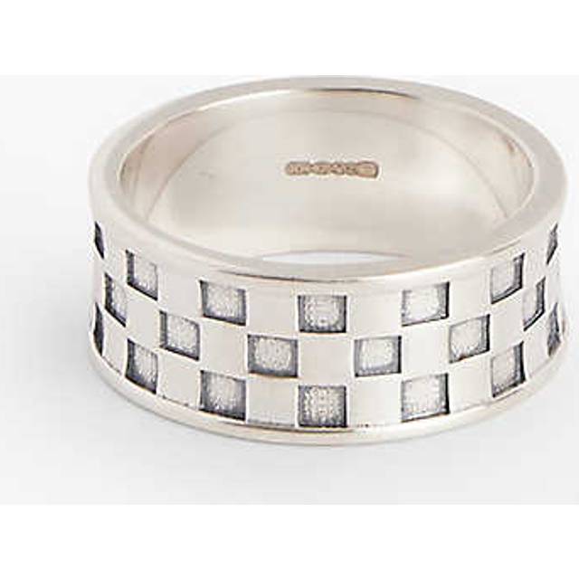 Serge Denimes Mens Silver Checked Sterling-silver Ring U - SILVER