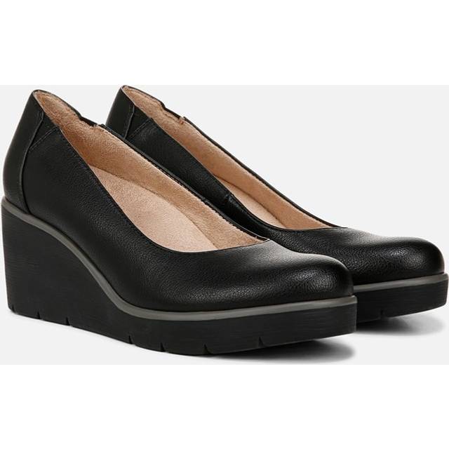 Soul About Time Wedge Pump Shoes, Black Faux Leather, 12.0M Loafer Style, Slip-On