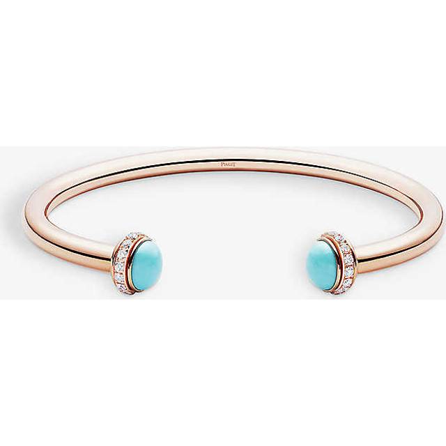 Piaget Womens Rose Gold Possession 18ct Rose-gold, Turquoise Cabochon and 0.38 Round-cut Diamond Bangle Bracelet 16cm - ROSE GOLD