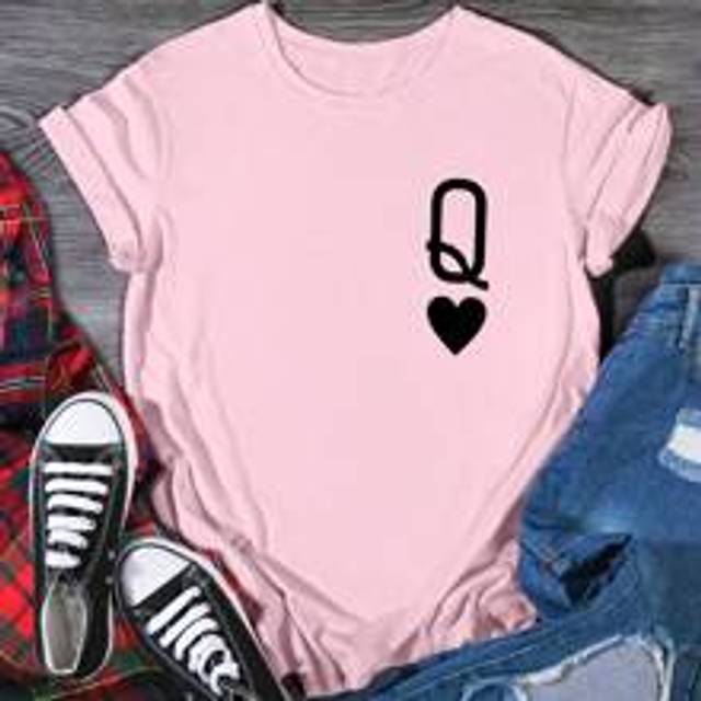 Casual kortärmad t-shirt för män med spelkortstryck, grafiska sommartröjor Damöverdelar - Rosa (L,M,S,XL)