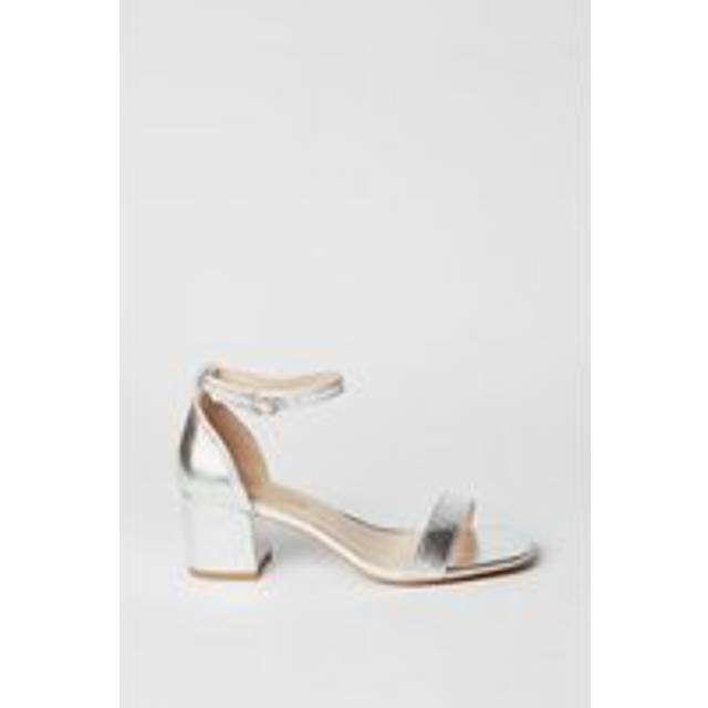 Womens Sammy Barely There Low Block Heel Sandals - Silver - 3