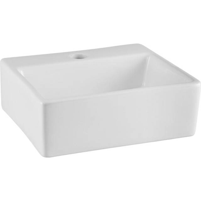 Square Compact 1 Tap Hole Ceramic Countertop Vessel without Overflow - 335mm