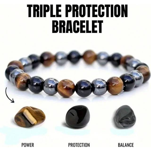 SHEIN 1pc Tigers Eye Black Obsidian Bracelet, Fashion Tigers Eye Natural StoneBracelet, Bracelet Packs, Jewelry Packs, Birthday Gifts, Holiday Gifts