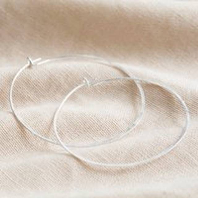 Large Thin Hoop Earrings in Sterling Silver - silver - one size