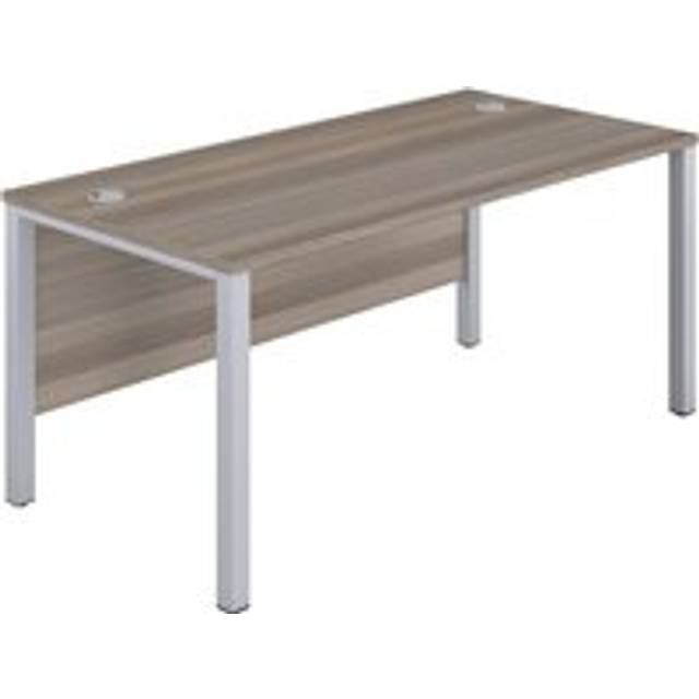 1400X800 Goal Post Rectangular Desk Grey Oak-Silver