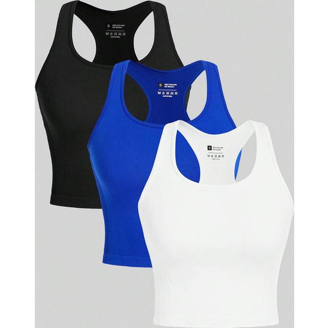 SHEIN Solid Rib Knit Sports Tank Top Workout Tank Tops Gym Top Fitted Shirt