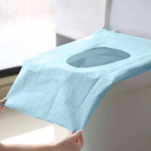 SHEIN 1 Pack Disposable Toilet Seat Cover Paper (10pcs/Pack), Portable & Waterproof & Extended Design Toilet Mat Suitable For Hotels, Public Places, Travel,