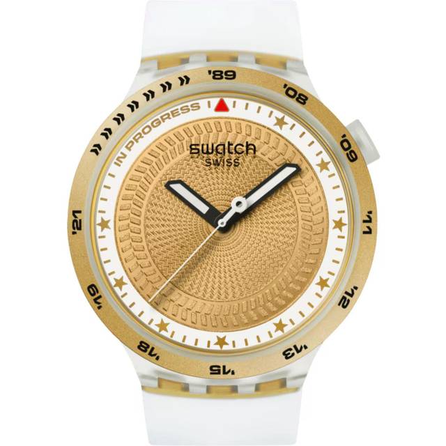 Swatch G-TURN Gold Dial Silicone Strap Men's Watch SB05K105