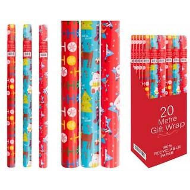 Christmas Gift Wrap Paper 3 Rolls x 20M (60 Metres) presents gifts