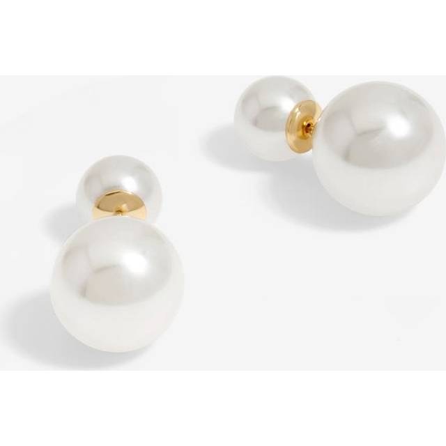 MOOD Mood Gold Cream Pearl Front To Back Stud Earrings