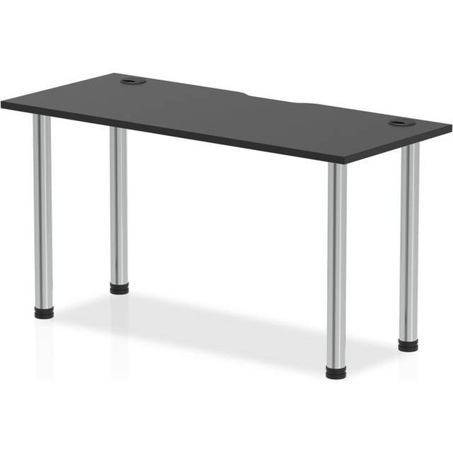 Impulse Black 1400 x 600mm Straight Table Black CP Chrome Leg