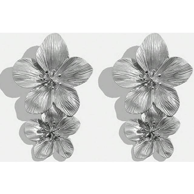 SHEIN 1pair Flower Stud Earrings New Style European And American Personality Multicolor Double-Layered Floral Earrings Simple And Sweet Ear Studs Valentines