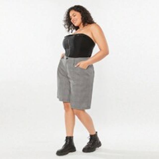 Vintage College Style Plus Size Women Shorts, Sommar - Svart (0XL,1XL,2XL,3XL,4XL,5XL)