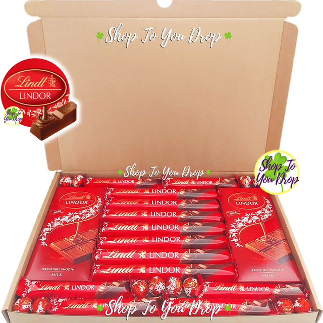 Large lindt chocolate personalised hamper present gift box lindor milk bars🍫