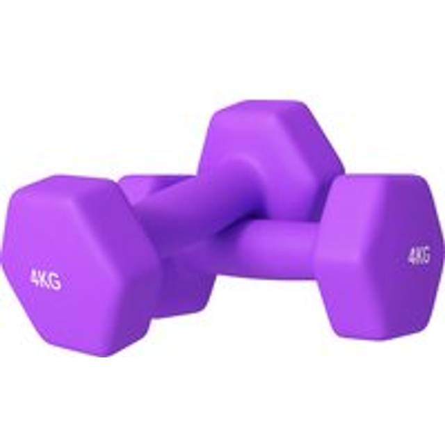 Sportnow 2 X 4kg Hexagonal Dumbbells Weights Set With Non-slip Grip For Home Gym Workout, Purple