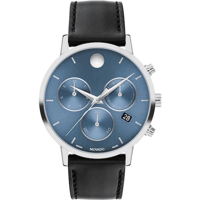 Men's Museum Chronograph Watch | Stainless Steel and Black Leather | Blue/Black | Movado® - One Size