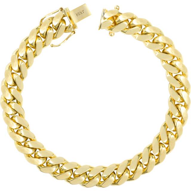 10k yellow gold solid mens 9mm miami cuban link chain bracelet 7.5" 8" 8.5" 9"