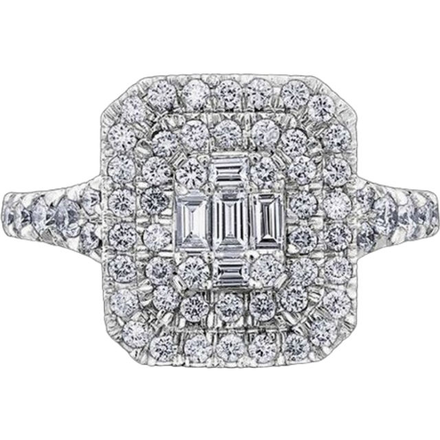18ct White Gold 1.00ct Multi-cut Diamond Mosaic Cluster Ring 30111WG/100-18 M - Silver
