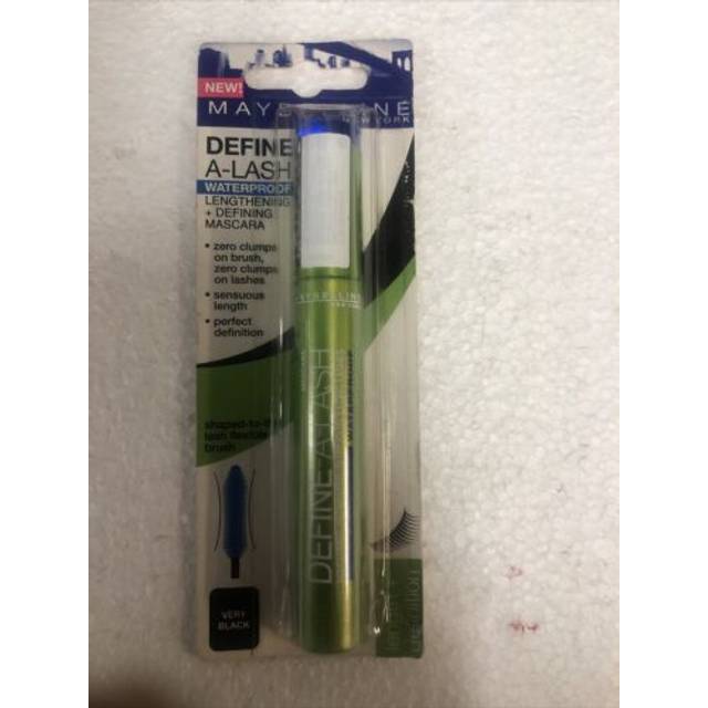Maybelline waterproof mascara define a lash very black zero clumps 6.5ml rare