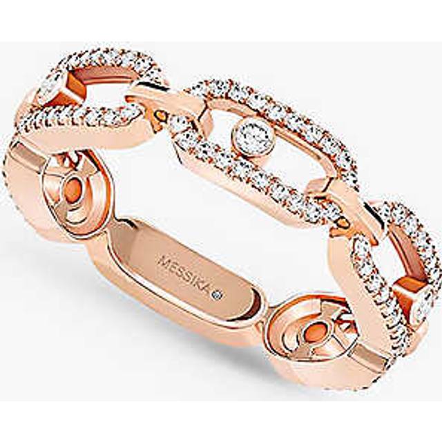 Messika Womens Pink Gold Move Link Pav&#233; 18ct White-gold and 0.43ct Diamond Ring K - PINK GOLD