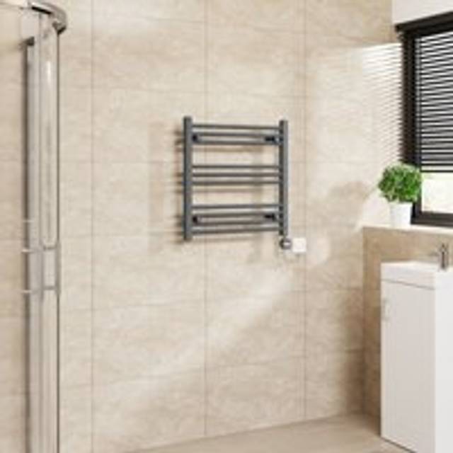 Warmehaus - Touch Screen Thermostatic Straight Towel Rail Grey 600x600mm