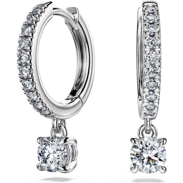 Eternity drop earrings, Lab-grown diamonds 0.7 ct tw, Round shape, 18K white gold - White