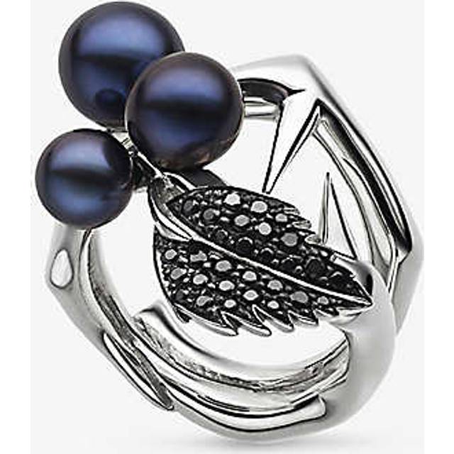 Shaun Leane Womens Silver Blackthorn Sterling-silver, Black Pearl and Spinel Ring O - SILVER