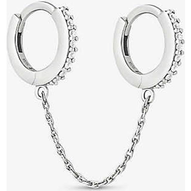 Astrid & Miyu Womens Silver Chain 14ct Yellow Gold-plated Recycled Sterling-silver and Cubic Zirconia Huggie Earrings - SILVER