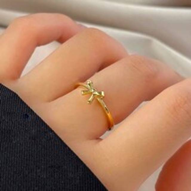 1 st Mode Minimalistisk S925 Sterling Silver Rosett Knut Ring Guldringar Tillbehör till Mors Dag Present Fina Smycken (7,9,6,8,10)