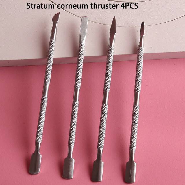 SHEIN 4pcs Stainless Steel Cuticle Pusher Set Cuticle Remover & Nail Polish Scraper Tool For Nail Salon Art,Nail Supplies,Nail Tools,Nail Art Tools,Back To