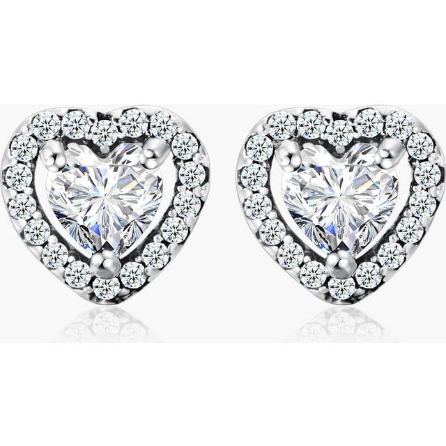 SHEIN Cubic Zirconia Heart Silver Stud Earrings For Women Bridal Wedding Fine Jewelry Engagement